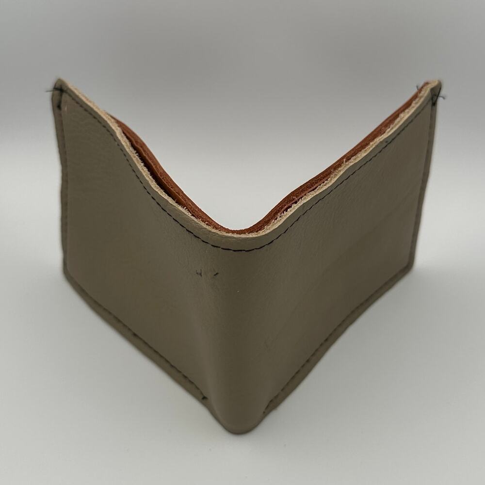 Minimalist Handmade Oaxaca Leather Wallet Beige Slim Bifold Card Holder for Men